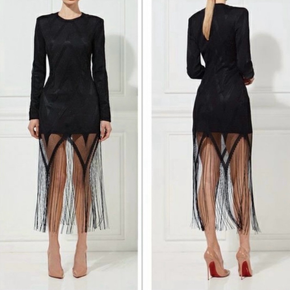 Misha Collection Rita Black Fringe Dress